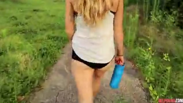 Charming blonde sucks cock perfectly outdoors
