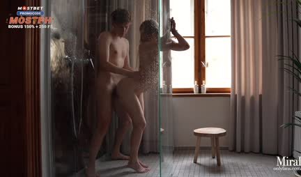 Russian Girl Loves Fucking Her Friend Standing in the Shower