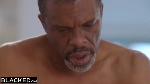Stunning Blonde Sucks a Huge Black Cock of an Older Black Man