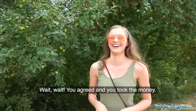 Ukrainian Girl with Amazing Tits Fucks an Agent in the Woods for 200 Euros